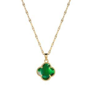 18K Gold Plated Stainless Steel "Four Leaf Clover" Necklace Hypoallergenic